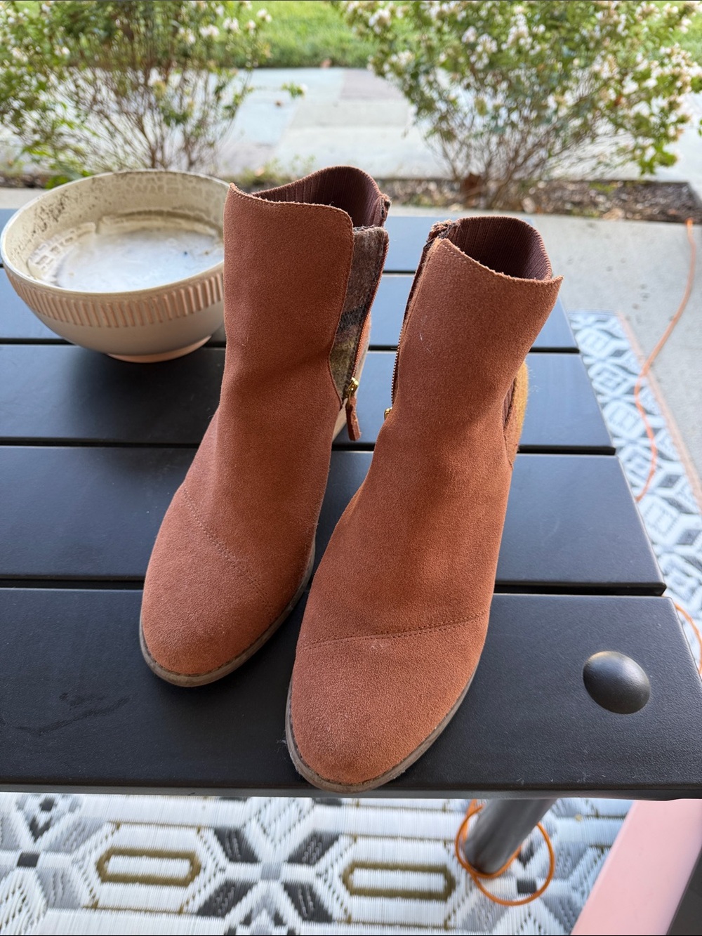 TOMS Women’s Brown Suede Ankle Boots - Classic Side-Zip Style Size 9